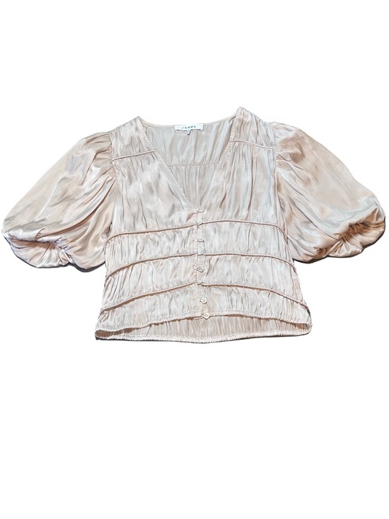 FRAME Julianne Blouse "Blush" Champagne Cream XS Like New - Picture 2 of 4